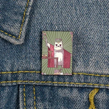 Карта Таро магьосник с принтом котки, реколта в брошки на ревера на ризата, иконата за чанти учители, мультяшные игли за влюбени Приятелки