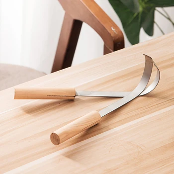 Керамичен нож за скокове от неръждаема стомана с дървена дръжка Извит Нож за ремонт на DIY Керамични текстура Груба форма на Резби, Керамични инструмент