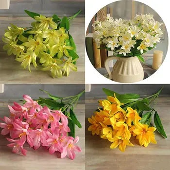 Красиви изкуствени мини-лилия, букет цветя, Дом сватбен декор, 24 Цветя, изкуствени цветя