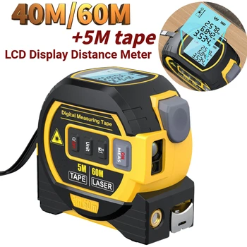 Лазерен далекомер 3в1 5m Рулетка Гама от LCD дисплей за Измерване на разстояние Устройство За измерване на обема на площи техника проучване Обзавеждане