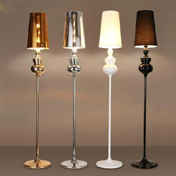 Лампата в скандинавски стил, луксозен етаж лампа, led, класически, с метален блясък, текстилен, арт, лампа, украса спални, хол, осветление