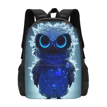 Ледената Кристален Детска Сова-Midjourney 3D Принт Дизайн на Раницата Студентски Чанта Ледена Кристален Детска Бухал Кристален Бухал Owling Owl Неща Owl Made