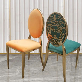 Леки луксозни трапезни столове от неръждаема стомана, креативен дизайн, Домашно кадифе стол, Простата и модерни Мебели, Стол с облегалка за хотелския ресторант