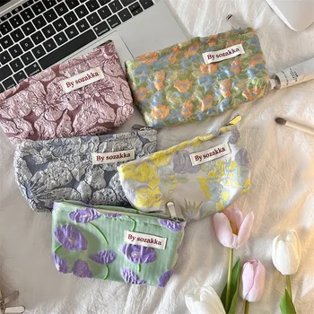 Мини-косметичка за смяна на начина на живот, френски чантата с тиснеными цветя, чанта за съхранение, ръчно изработени, калъф за червило