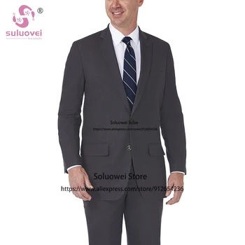 Модерен бизнес приталенные костюми за мъже, комплект от 2 пиджаков и панталони, официален смокинг за младоженеца на сватбата, бала, костюм Pour Homme Mariage