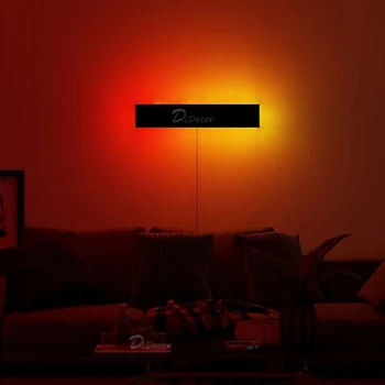 Модерен интериор, RGB led, с монтиран на стената лампа за декорация на хола Цветни нощни осветителни тела за спалнята, стенни лампи за хранене с дистанционно управление