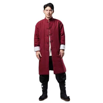Мъжки костюм в Топ от памук и лен с яка-часова, традиционната китайска етническа дрехи, пролетта и есента ориенталски костюм Ханфу