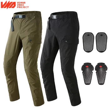 Мъжки мотоциклетни панталони Летни дишащи мотоциклетни защитни панталони със защита CE, спортни панталони Knight Outdoor, черен, армейски зелен