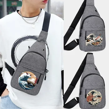 Мъжки Регулируема поясная чанта, отличителни чанти с една вълнообразна принтом, чанта през рамо, нагрудная чанта за телефон, пътни скута чанти, чанта-месинджър за телефон