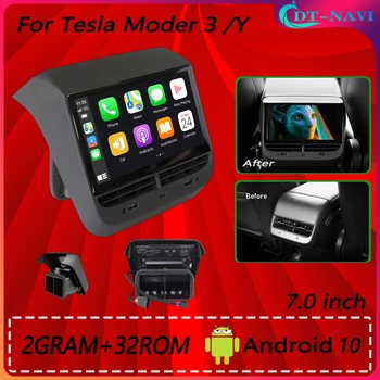 На задния панел на дисплея със 7-инчов IPS-екран за Tesla Model 3 Y, управление на климатик на Android, мултимедиен плеър CarPlay, автоматична музика
