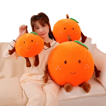 Нова 40 ~ 80 cm Мека Оранжева Кукла Играчка Плюшен Happy Fruit Плюшен възглавница е Мека Набитая Храни Играчката с Крака Orange Peluche Детски Подарък