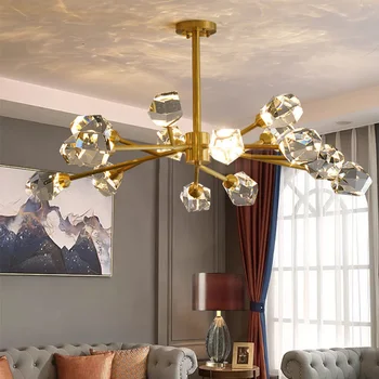 Нова златна кристален полилей, модерно луксозно европейското домашно осветление, Съвременна спалня, полилей за хола лукс