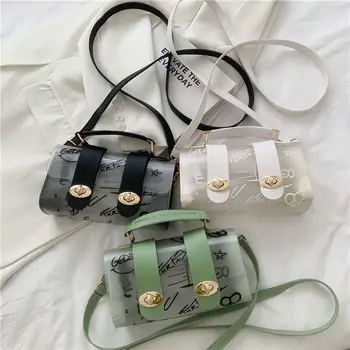 Нова мода PVC прозрачна женствена чанта през рамо с графити, женска малка дизайнерска чанта, чантата, чанти през рамо за жени