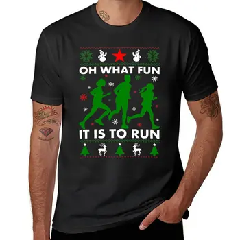 Нова тениска Oh What Fun It Is To Run, графична тениска, тениски по поръчка, създайте своя годишен топ, летни дрехи, мъжки ризи