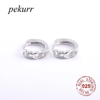 Обеци-халки от сребро 925 проба Pekurr, 4 кръг от дамски обици-халки с геометрична форма на балон, Естетични аксесоари, Подаръци