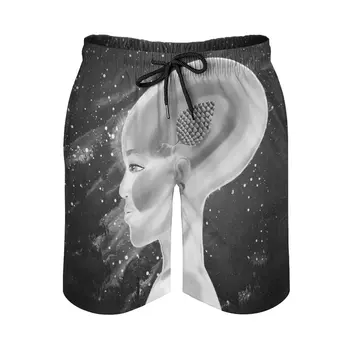 Плажни шорти за плуване с принтом Star Материята, бански костюми, свободни мъжки бански, дишаща материя Star Материята, Звездна нощ, Контраст на нощното Небе
