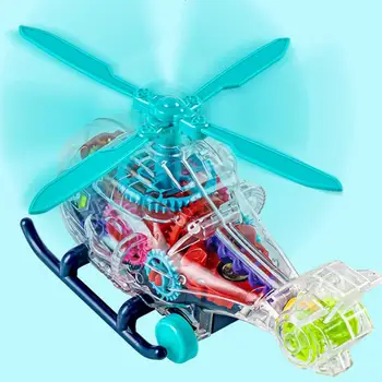 Прозрачен Електронен Шестеренчатый хеликоптер, въртящи се на 360 градуса, Музикален led мигаща лампа, Забавна детска играчка за ранно обучение, подарък за рожден Ден
