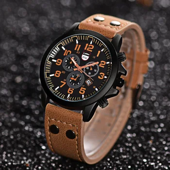 Промоция на Мъжки кварцови часовници, Водоустойчиви спортни ръчни часовници на открито Мъжки Дата на Военни аналогов часовник от неръждаема стомана Безплатна Доставка