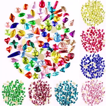 Различни форми на смесване 100 бр/пакет 26 цвята с равна обратна страна, стъклени кристални мъниста от планински кристал, лепило за nailart handimade Занаятите направи си сам украса