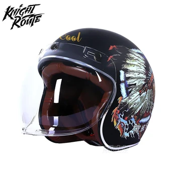 Ретро мотоциклети мъжки мотоциклет шлем, женски мотоциклет шлем с открито лице, ретро полушлем, електрически мотоциклет