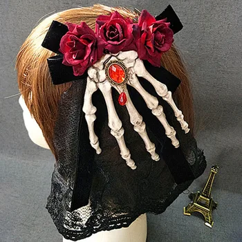 Ръката на скелета, готическата тъмен воал в стил Лолита