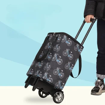 Сгъваем Ръчен чанта, Количка за по-големи колела с торби за съхранение, превоз за пренасяне на багаж, количка за пазаруване, Преносима количка за домашна употреба
