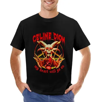 Селин Дион Реколта тениска с дет-метъла, тениски в тежка категория, дрехи от аниме, тениска, къса тениска оверсайз, мъжки