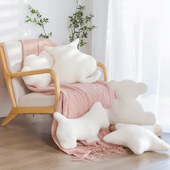 Скъпа възглавница във формата на животно, бяло на плашило, звезда, облак, мечка, котка, възглавници, украса за дома, детски играчки