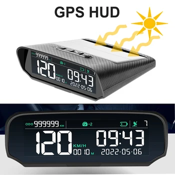 Слънчев Авто HUD GPS Централен Дисплей Цифрови Часовници Скоростомер, Аларма за Превишаване на скоростта Предупреждение За Умора При Шофиране Дисплей Височина Пробег