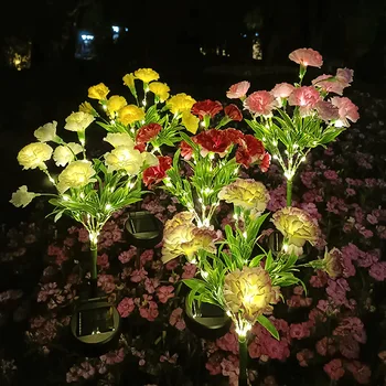 Слънчеви градински осветителни тела Карамфил Азалия Лавандула орхидея морава лампа Външно художествено цвете осветление за сватбена Украса на дома