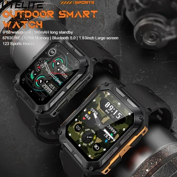 Смарт часовници UTELITE С20 Pro, уличен спортен каишка за мъже, екран 1,83 инча, Bluetooth-предизвикателство IP68, водоустойчиви часовници дълги периоди на изчакване