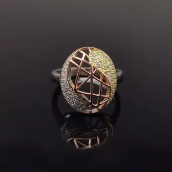 Сребърен пръстен с диаманти в европейския и американския стил S925, персонални микронабор, модерен пръстен с цветоделением в стил пънк за мъже и жени