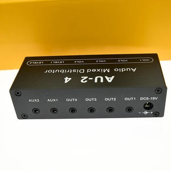 Стерео Аудио Миксер Опаковка Превключвател за избор на сигнала 2 входа и 4 изхода aux вход 3.5 мм Индивидуално управление на усилване слушалки