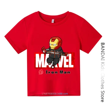Тениска с изображение на Железния човек 2023 Marvel, детски памучни дрехи, детски блузи, дрехи за момчета и момичета, тениска, детски летни дрехи с къс ръкав