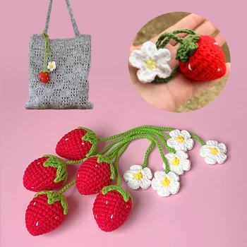 Украса ръчно изработени под формата на ягоди, вязаное на една кука, за чанти, пуловери, дрехи, декор, аксесоари, висулки за ключове, аксесоари за дома, детски подарък