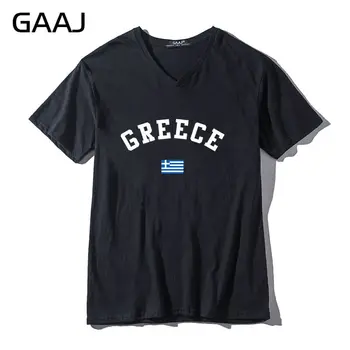 Флаг на Гърция, Мъжки и Дамски Тениски Унисекс, Градинска дрехи с V-образно деколте, Нови Дамски модни Ризи с писмото принтом, Марка дрехи, Забавни мъжки и женски