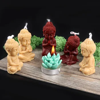 Форма на Буда за домашни на Свещи Силиконови форми за производство на сапун за лед, за да проверите за производство на свещи, Определени за производство на декоративни свещи