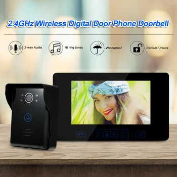 Цифрова безжична домофонна система 2,4 G, 7-инчов сензорен екран, видео домофон за домашна апартаменти, безплатен монтаж, звънец