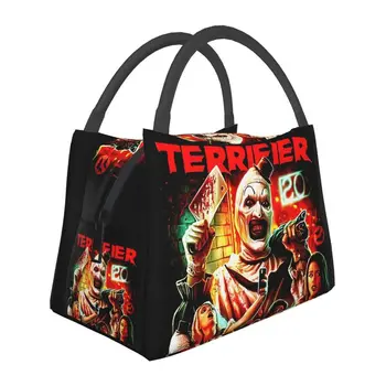Чанта за обяд от филм на ужасите с термоизолация, дамски чанти за обяд с клоун на Хелоуин, чанта за съхранение на храна за пикник на открито