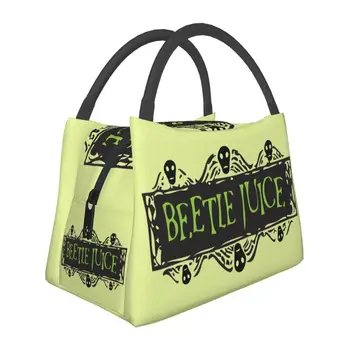 Чанта за обяд с изолация от филм на ужасите на Тим Бъртън Beetlejuice за жени, разменени термоохладитель, кутия за Bento, офис в болница