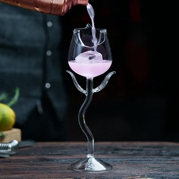 Чаша за червено вино Прозрачни Чаши за коктейли с форма на рози, Чаша за вино за парти, Бар, прибори, Чаши за шампанско