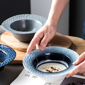 Японската креативна купа за шапки керамична купа за сламени шапки персонални домакински съдове купа за ориз плодова салата купа за спагети за бързо приготвяне sin